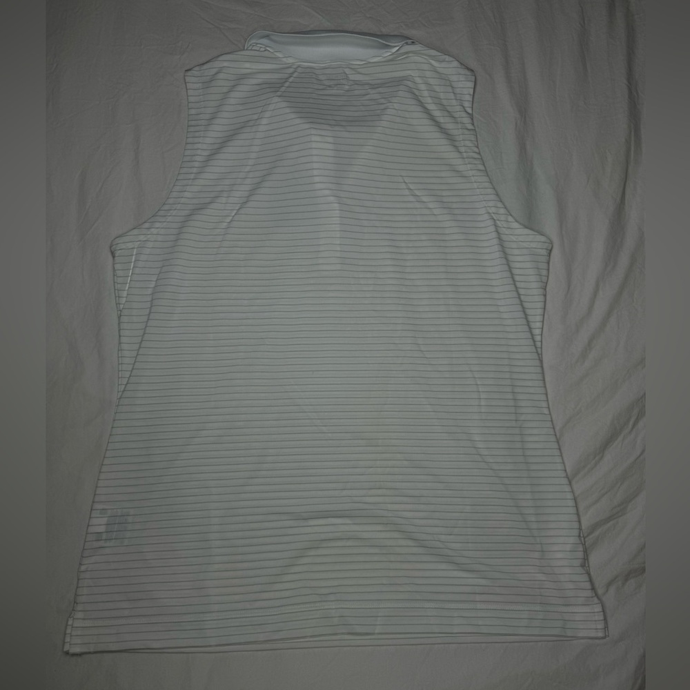 NWT - NIKE Golf Polo Tour Performance DriFIT Sleeveless White Striped Large Logo - Picture 4 of 10
